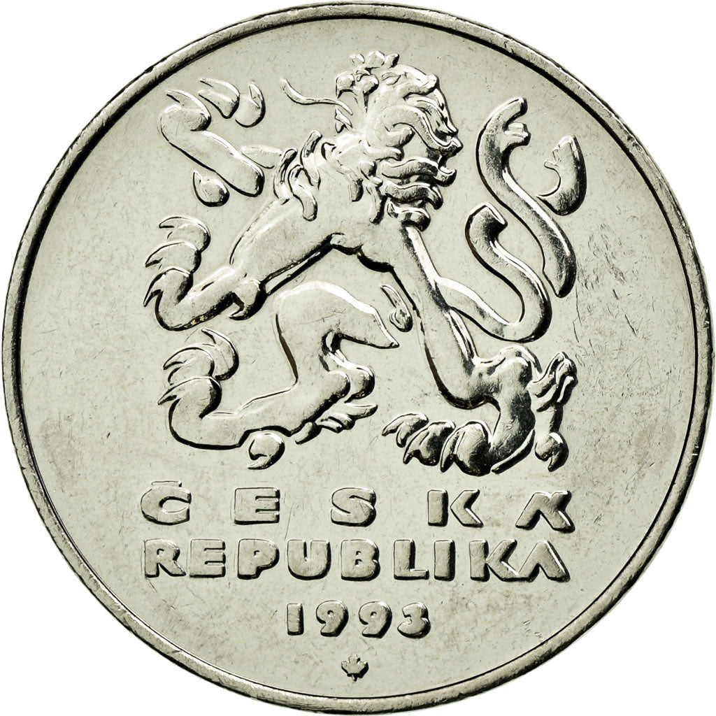 Moneta, Repubblica Ceca, 5 Korun, 1993, BB+, Acciaio placcato nichel, KM:8