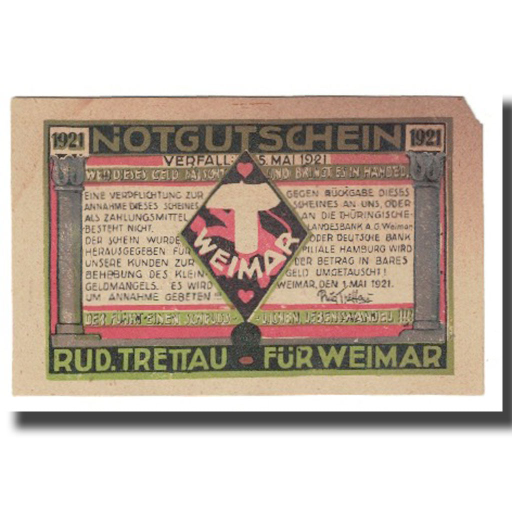 Banconote, Germania, Weimar Stadt, 20 Pfennig, personnage, 1921, 1921-05-01, BB