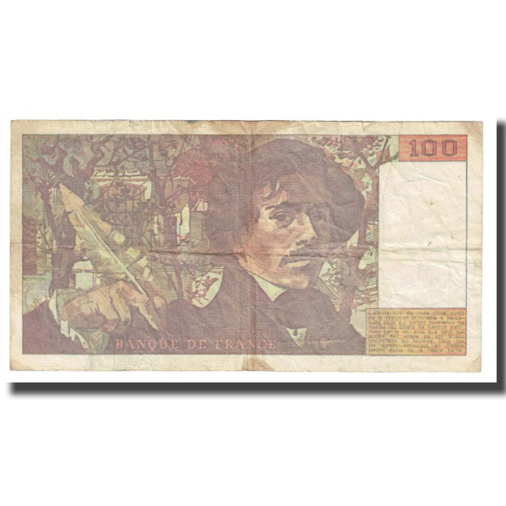 France, 100 Francs, Delacroix, 1990, VF(20-25), Fayette:69BIS.02A, KM:154d