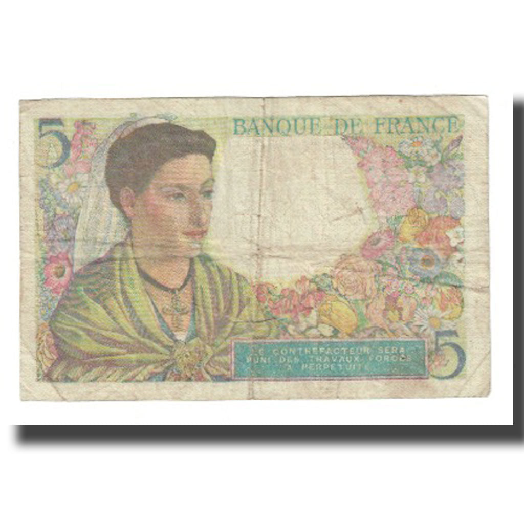 Frankrijk, 5 Francs, Berger, 1943, 1943-06-02, TB, Fayette:05.01, KM:98a