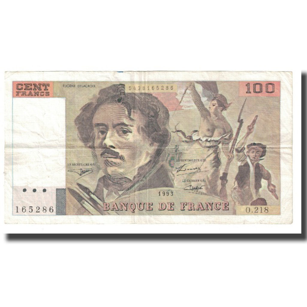 France, 100 Francs, Delacroix, 1993, BRUNEEL, BONARDIN, VIGIER, EF(40-45)