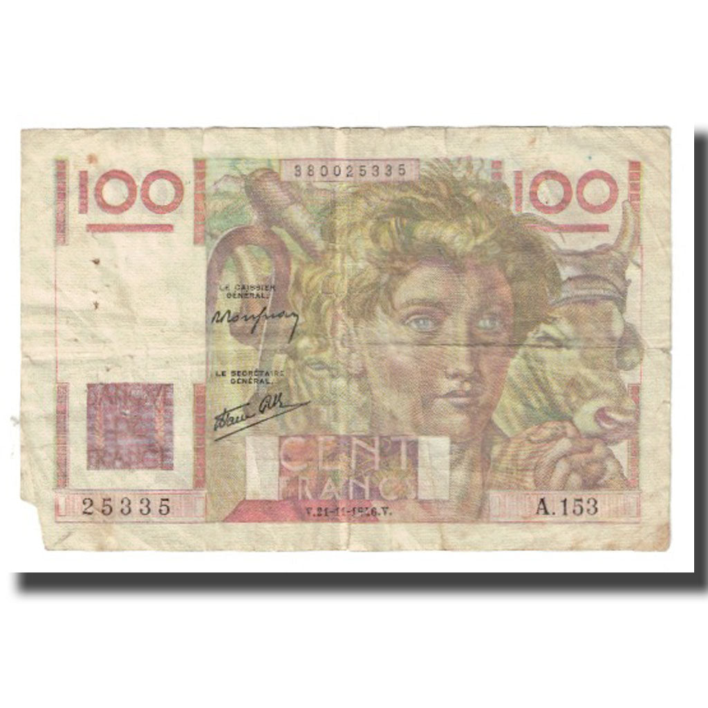 Frankreich, 100 Francs, Jeune Paysan, 1946, D AMBRIERES, GARGAM, 1946-11-21, S