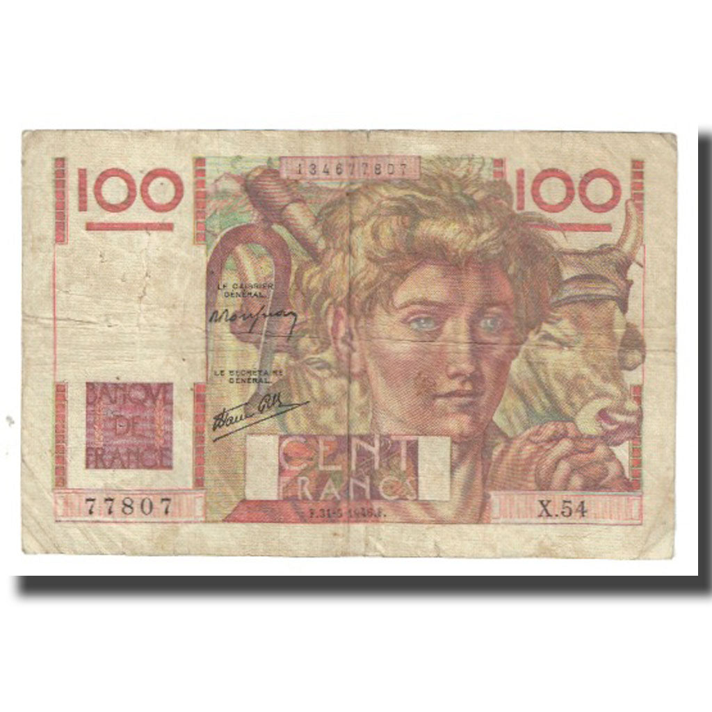 France, 100 Francs, Jeune Paysan, 1946, D AMBRIERES, GARGAM, 1946-05-31