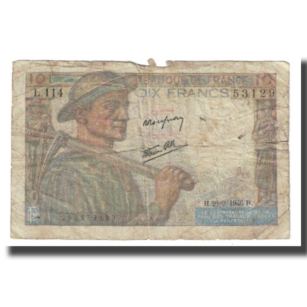 Frankreich, 10 Francs, 1946, 1946-09-26, SGE+, Fayette:8.15, KM:99e