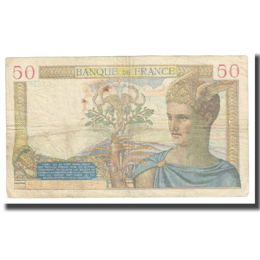 France, 50 Francs, Cérès, 1940, P. Rousseau and R. Favre-Gilly, 1940-02-22