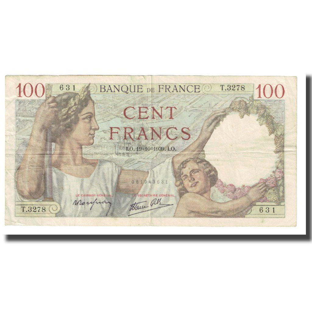 Frankreich, 100 Francs, Sully, 1939, P. Rousseau and R. Favre-Gilly, 1939-10-19