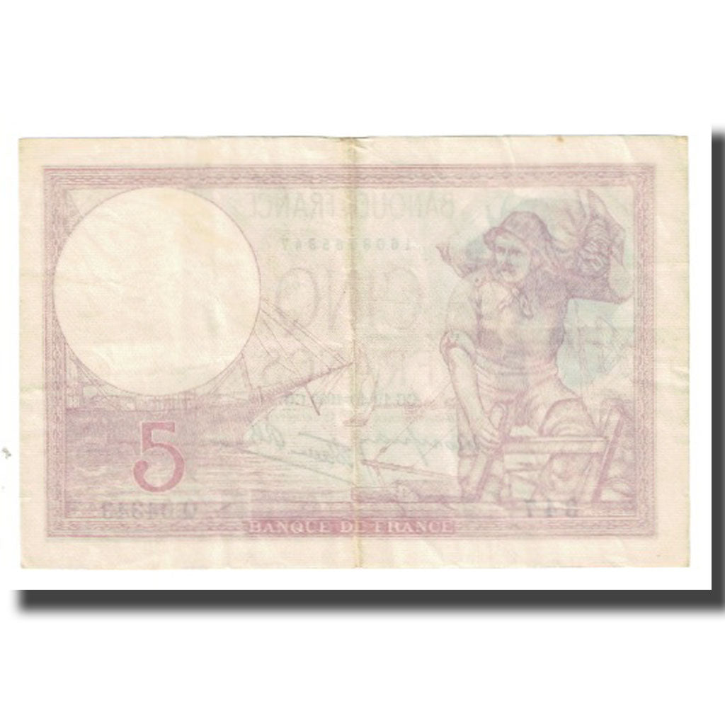 France, 5 Francs, Violet, 1939, P. Rousseau and R. Favre-Gilly, 1939-10-19