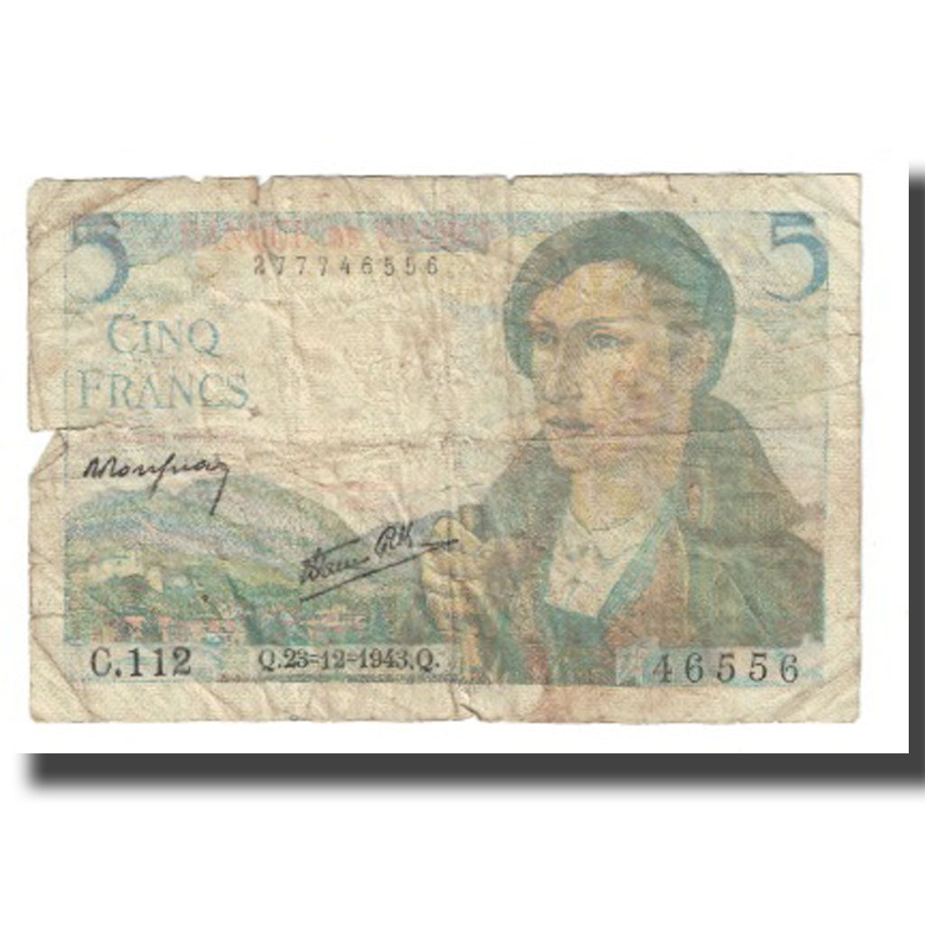 Frankreich, 5 Francs, Berger, 1943, P. Rousseau and R. Favre-Gilly, 1943-12-23