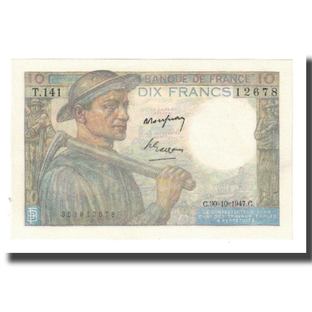 Francia, 10 Francs, Mineur, 1947, P. Rousseau and R. Favre-Gilly, 1947-10-30