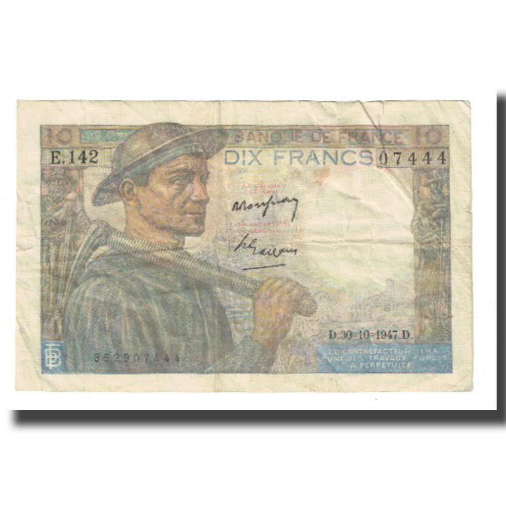 Francia, 10 Francs, Mineur, 1947, P. Rousseau and R. Favre-Gilly, 1947-10-30