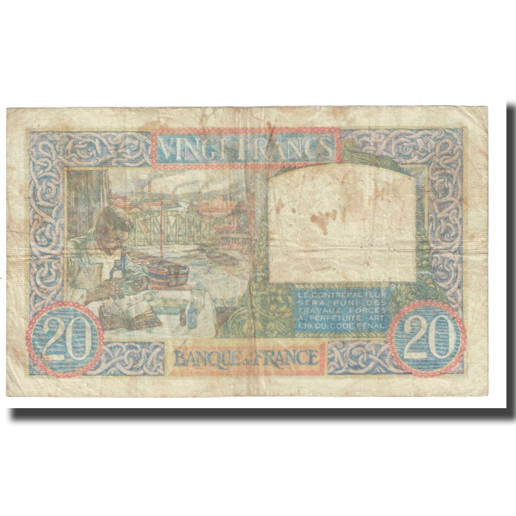 Francia, 20 Francs, Science et Travail, 1940, P. Rousseau and R. Favre-Gilly