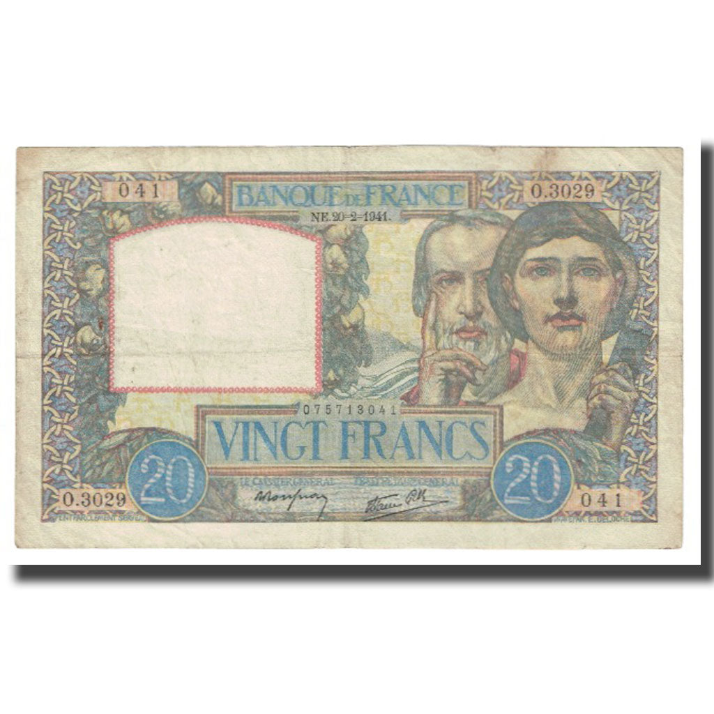 Frankreich, 20 Francs, Science et Travail, 1941, P. Rousseau and R. Favre-Gilly