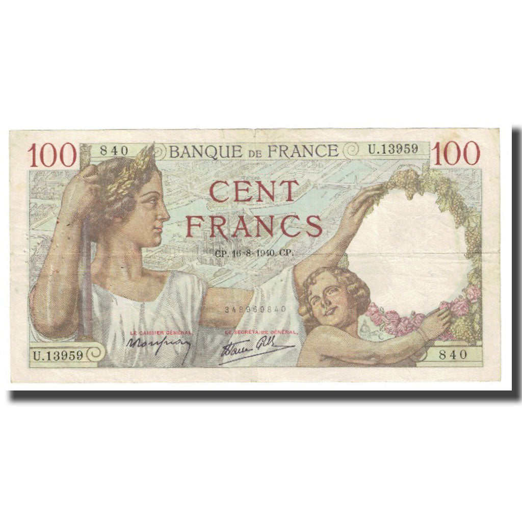 Frankreich, 100 Francs, Sully, 1940, P. Rousseau and R. Favre-Gilly, 1940-08-16