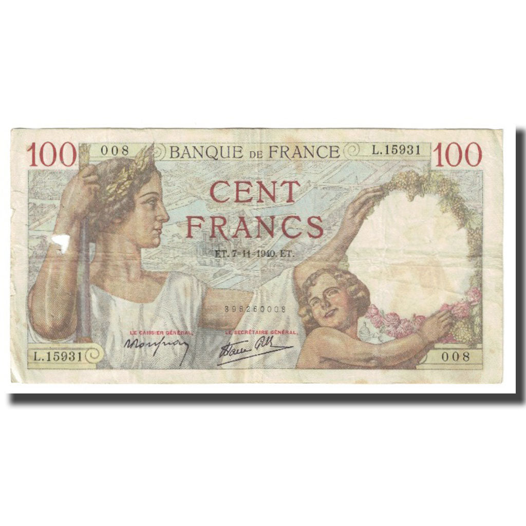 Frankreich, 100 Francs, Sully, 1940, P. Rousseau and R. Favre-Gilly, 1940-11-07