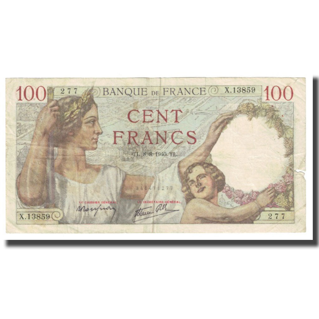 Frankrijk, 100 Francs, Sully, 1940, P. Rousseau and R. Favre-Gilly, 1940-08-08