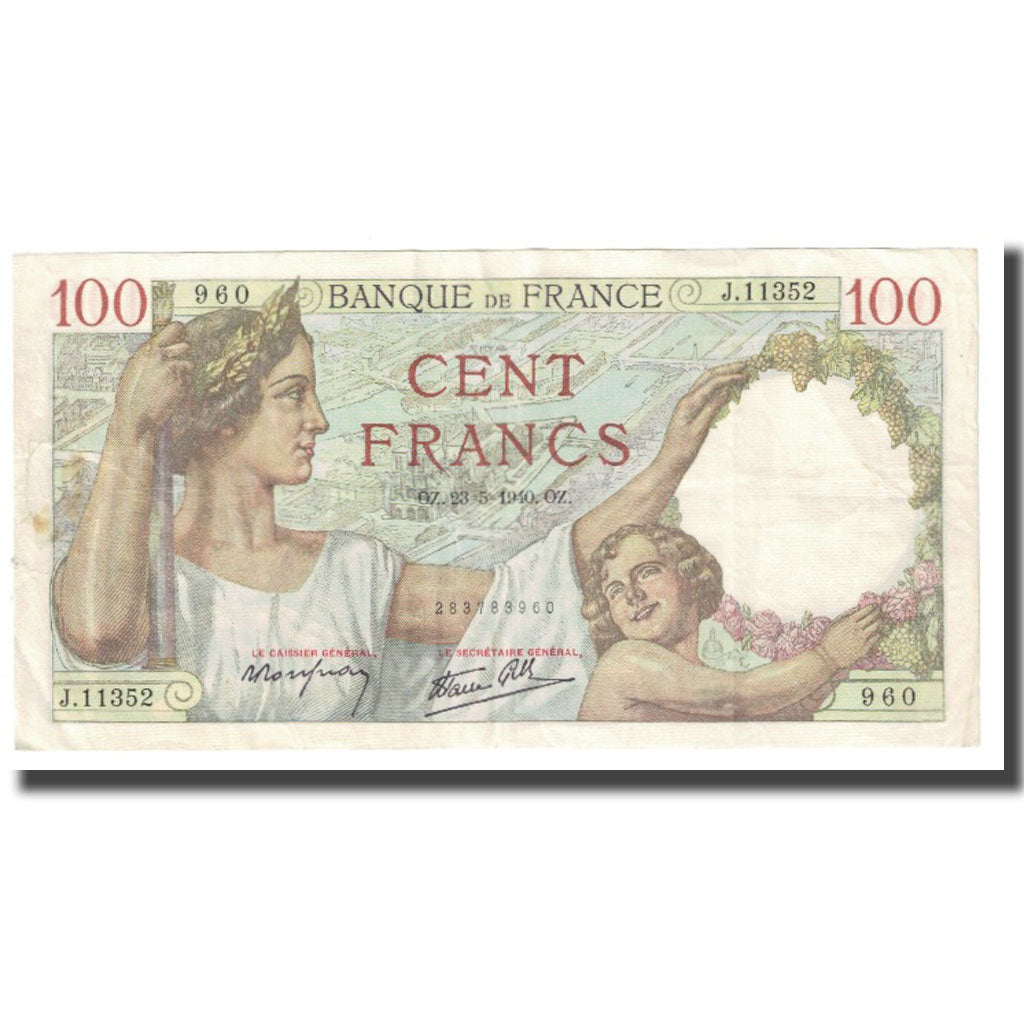 Frankrijk, 100 Francs, Sully, 1940, P. Rousseau and R. Favre-Gilly, 1940-05-23