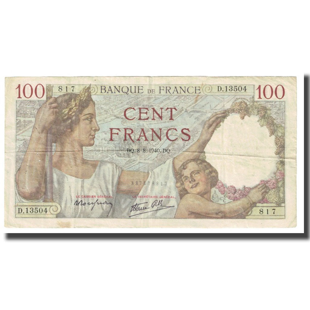 Frankreich, 100 Francs, Sully, 1940, P. Rousseau and R. Favre-Gilly, 1940-08-08
