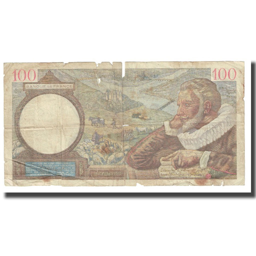 Francia, 100 Francs, Sully, 1940, P. Rousseau and R. Favre-Gilly, 1940-04-18