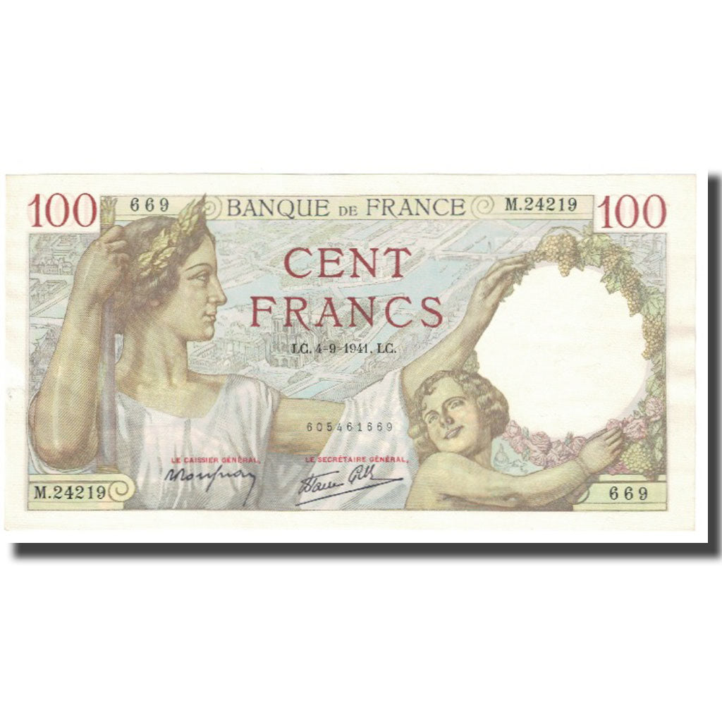 Francia, 100 Francs, Sully, 1941, P. Rousseau and R. Favre-Gilly, 1941-09-04