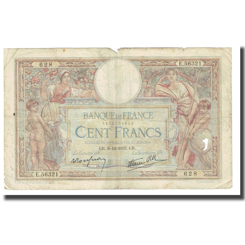 Francia, 100 Francs, Luc Olivier Merson, 1937, P. Rousseau and R. Favre-Gilly