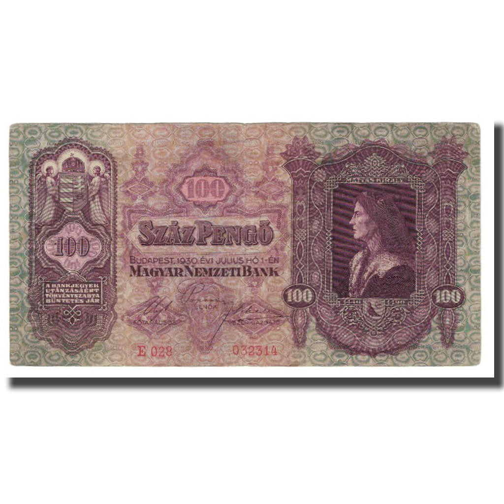 Biljet, Hongarije, 100 Pengö, 1930, 1930-07-01, KM:112, TTB