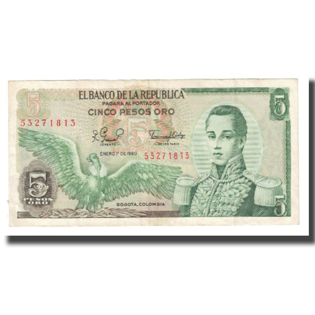 Banknote, Colombia, 5 Pesos Oro, 1980, 1980-01-01, KM:406a, EF(40-45)