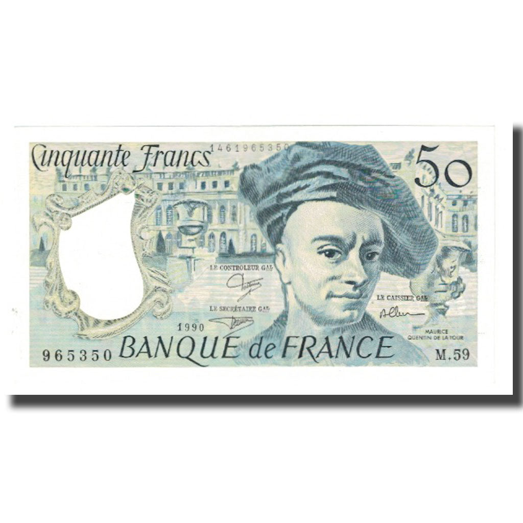 France, 50 Francs, Quentin de La Tour, 1990, STROHL TRONCHE DENTAUD, UNC(63)