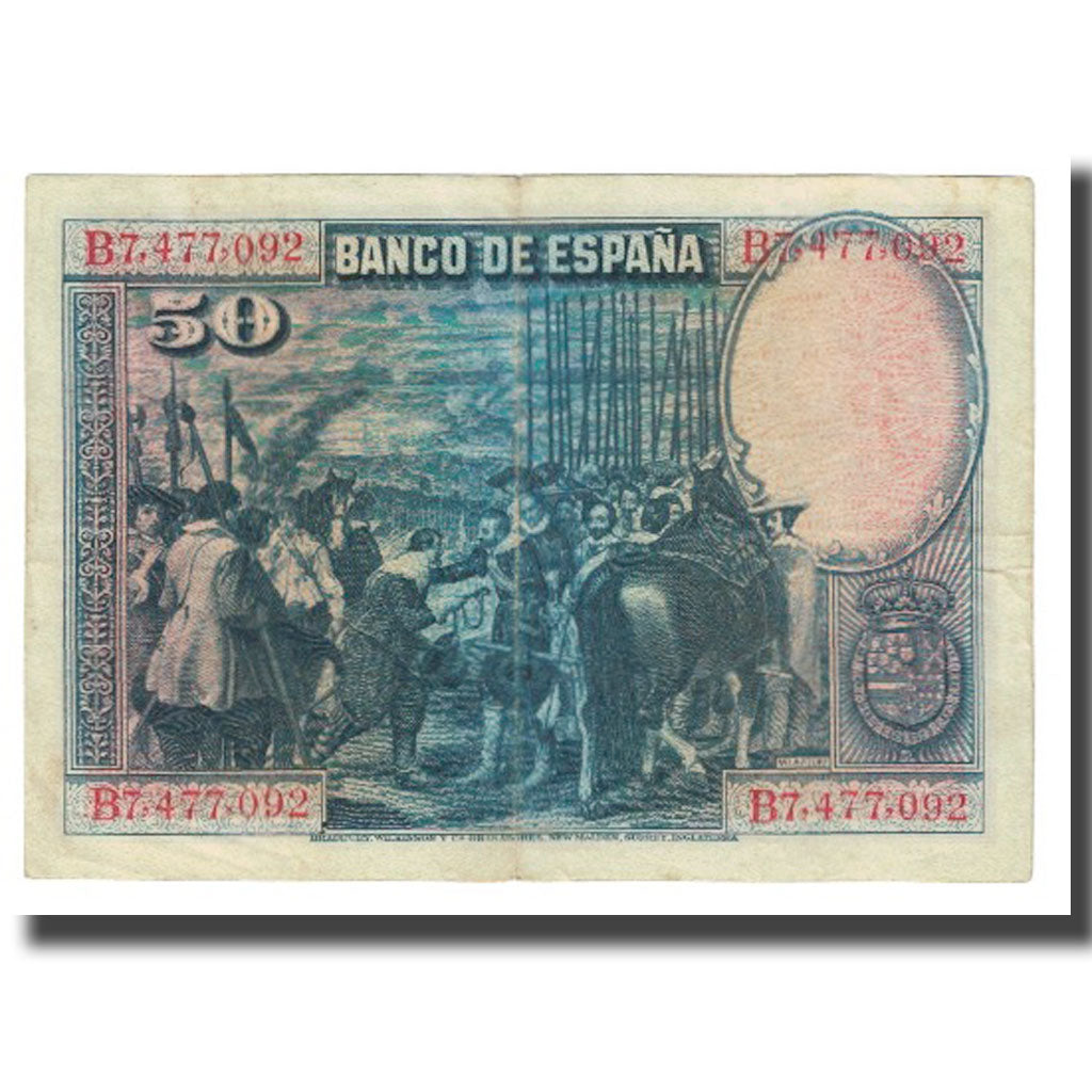 Biljet, Spanje, 50 Pesetas, 1928, 1928-08-15, KM:75a, TTB