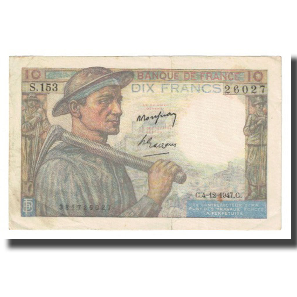 Francia, 10 Francs, Mineur, 1947, P. Rousseau and R. Favre-Gilly, 1947-12-04