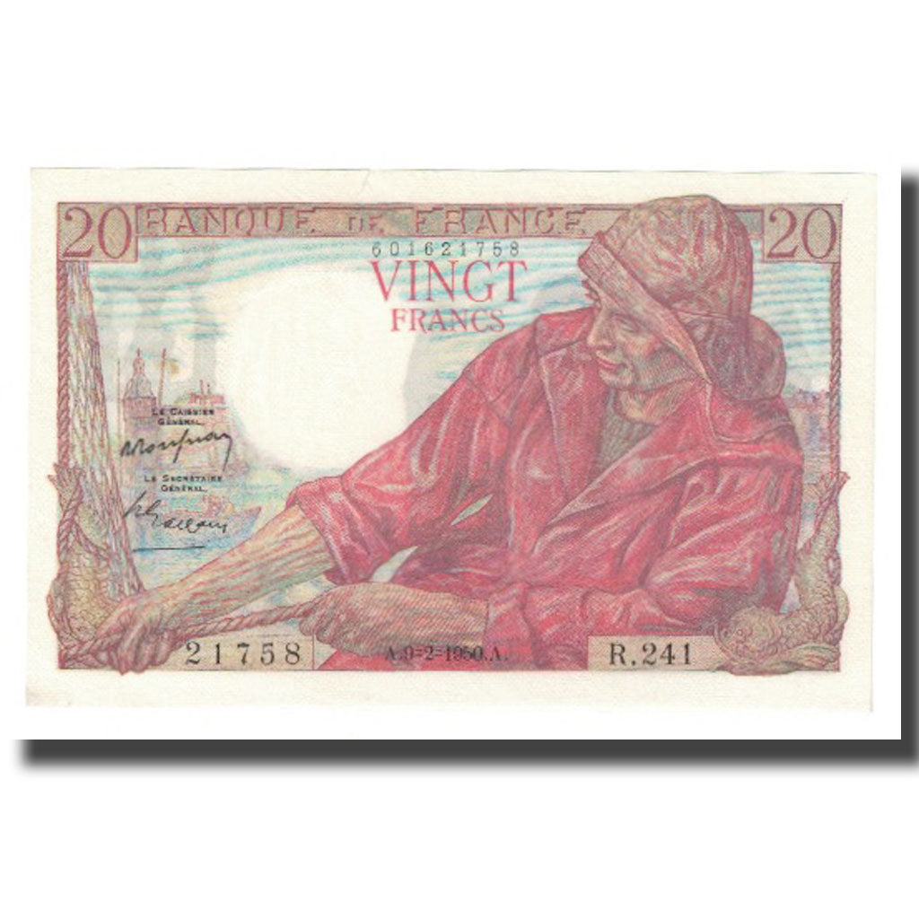 Francia, 20 Francs, Pêcheur, 1950, P. Rousseau and R. Favre-Gilly, 1950-02-09