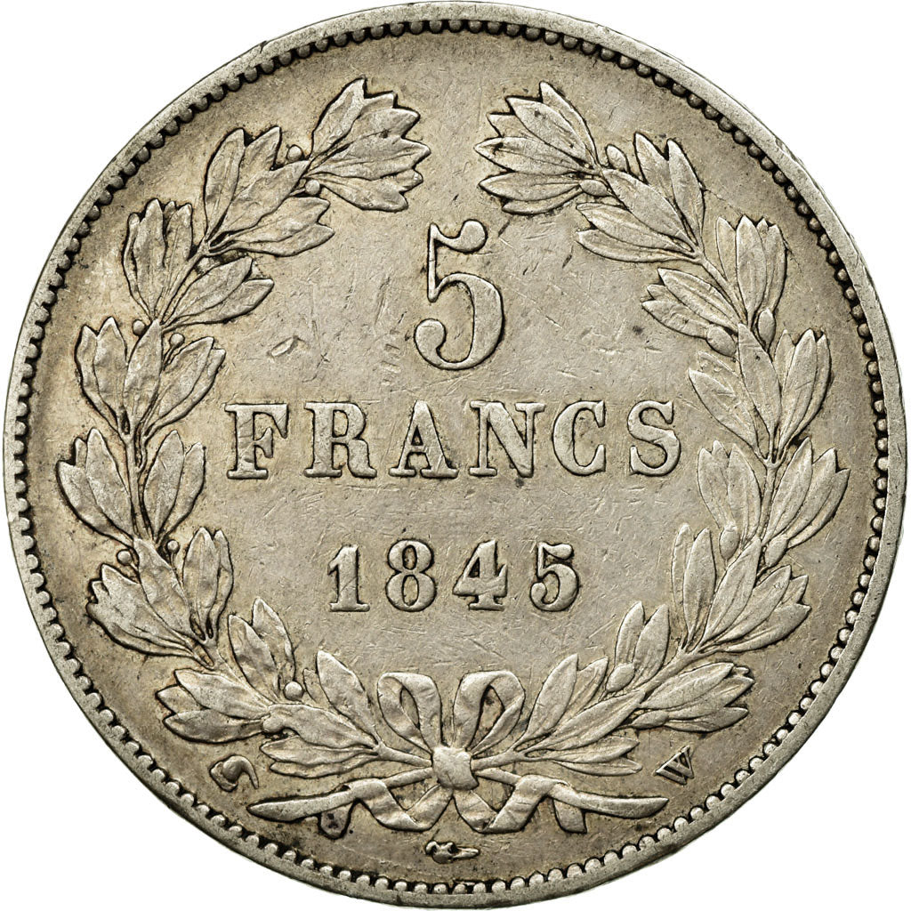 Moneta, Francia, Louis-Philippe, 5 Francs, 1845, Lille, BB, Argento, KM:749.13
