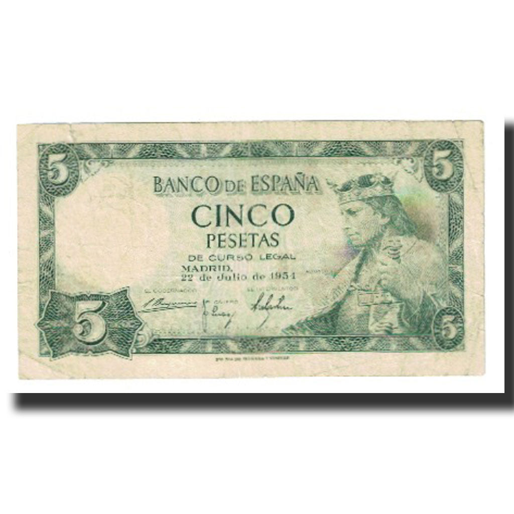 Banconote, Spagna, 5 Pesetas, 1954, 1954-07-22, KM:146a, BB