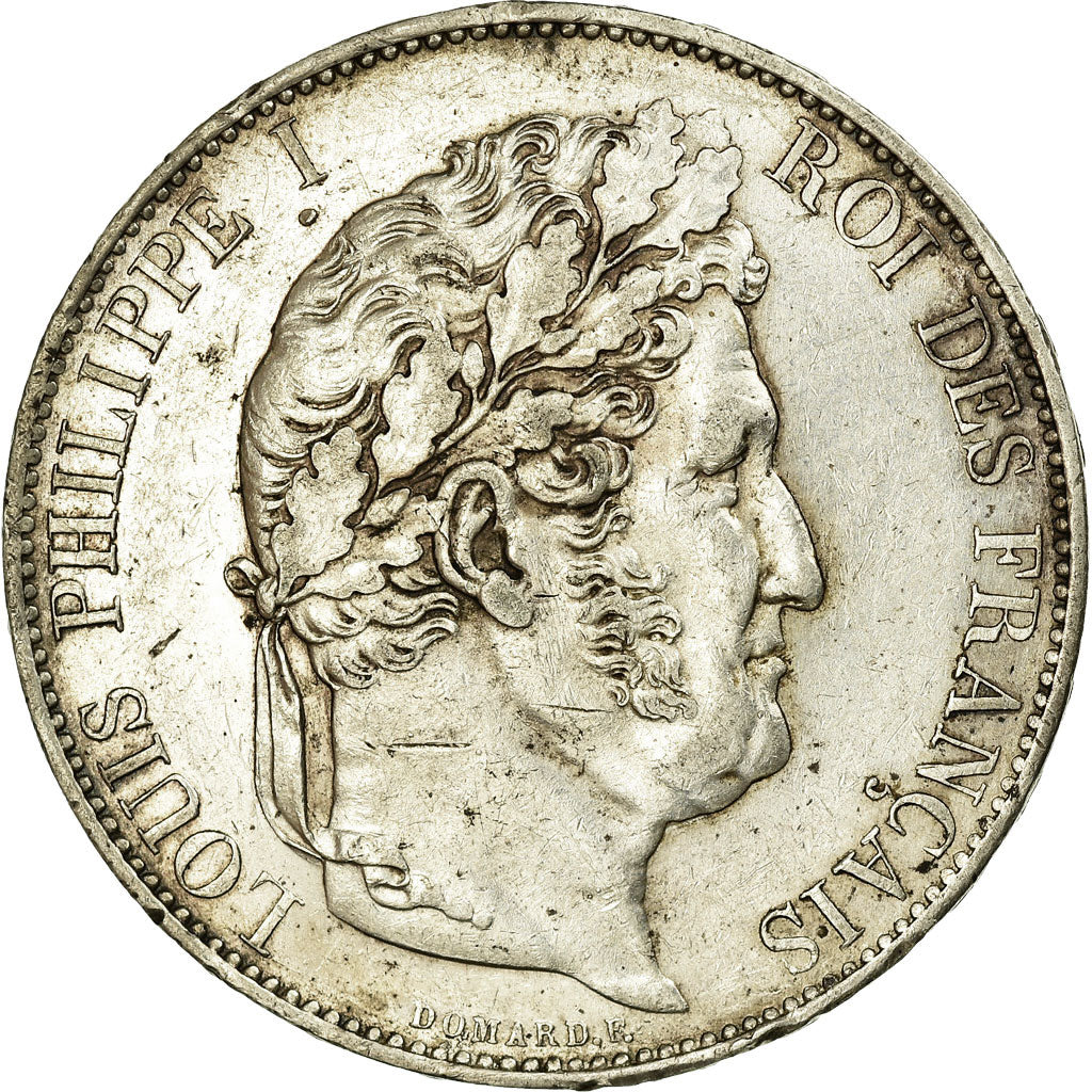 Coin, France, Louis-Philippe, 5 Francs, 1844, Bordeaux, AU(50-53), Silver