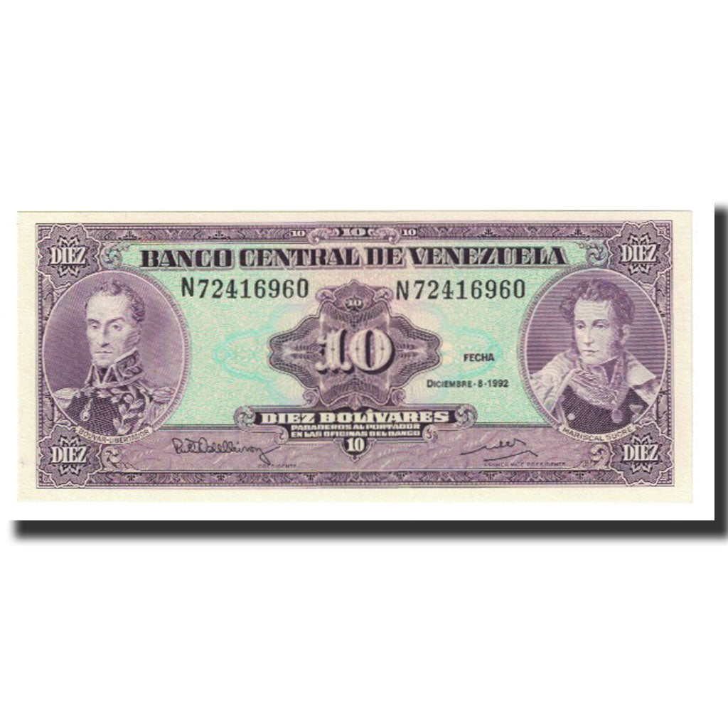 Banconote, Venezuela, 10 Bolívares, 1992, 1992-12-08, KM:61b, FDS