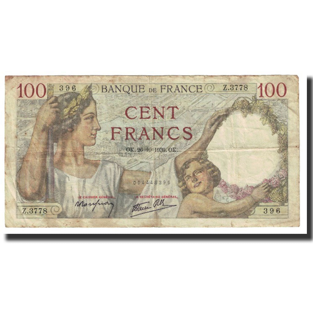 Frankreich, 100 Francs, Sully, 1939, P. Rousseau and R. Favre-Gilly, 1939-10-26