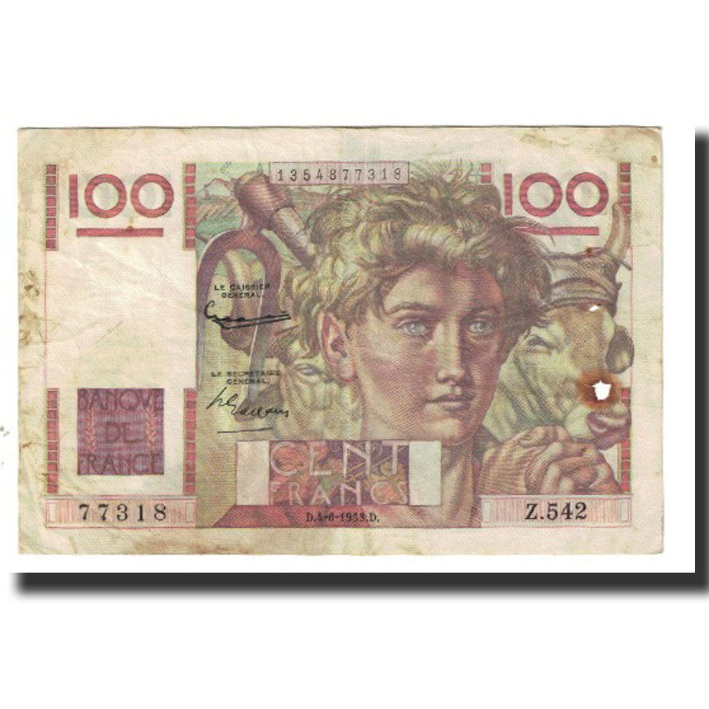 Frankreich, 100 Francs, Jeune Paysan, 1953, D AMBRIERES, GARGAM, 1953-06-04, S