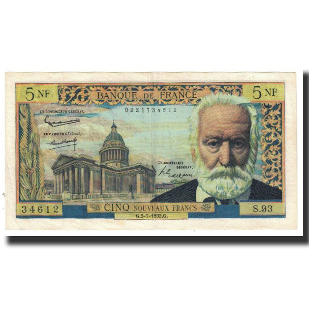 Francia, 5 Nouveaux Francs, Victor Hugo, 1962, G.Gouin