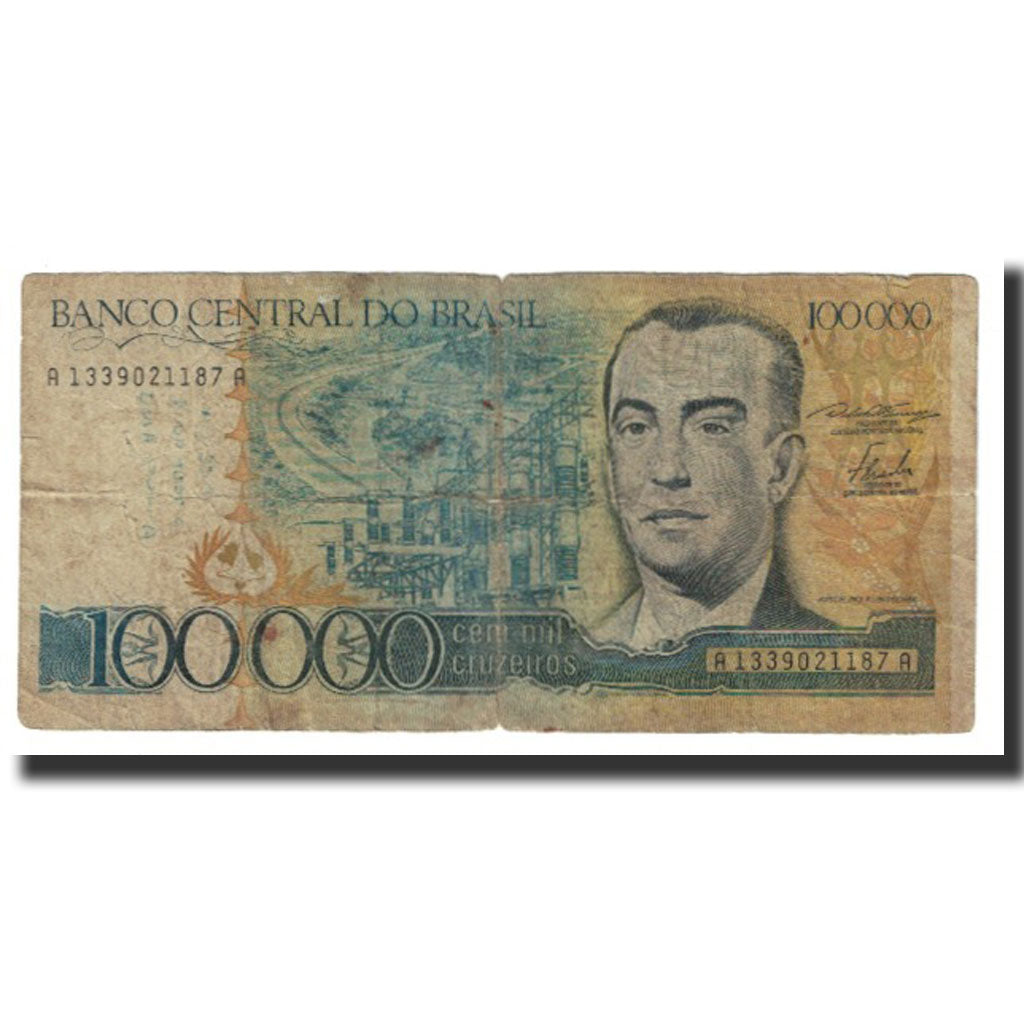 Geldschein, Brasilien, 100,000 Cruzeiros, KM:205a, S