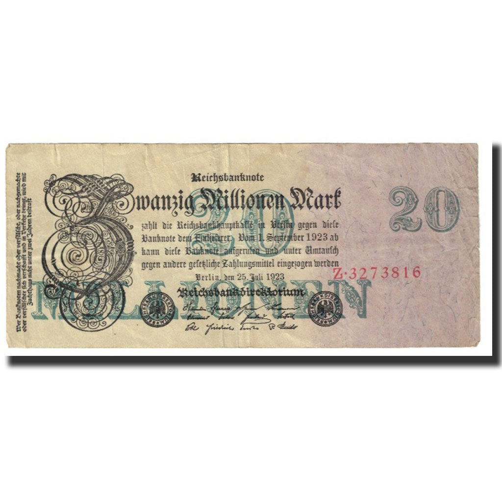 Banknote, Germany, 20 Millionen Mark, 1923, 1923-07-25, KM:97b, EF(40-45)