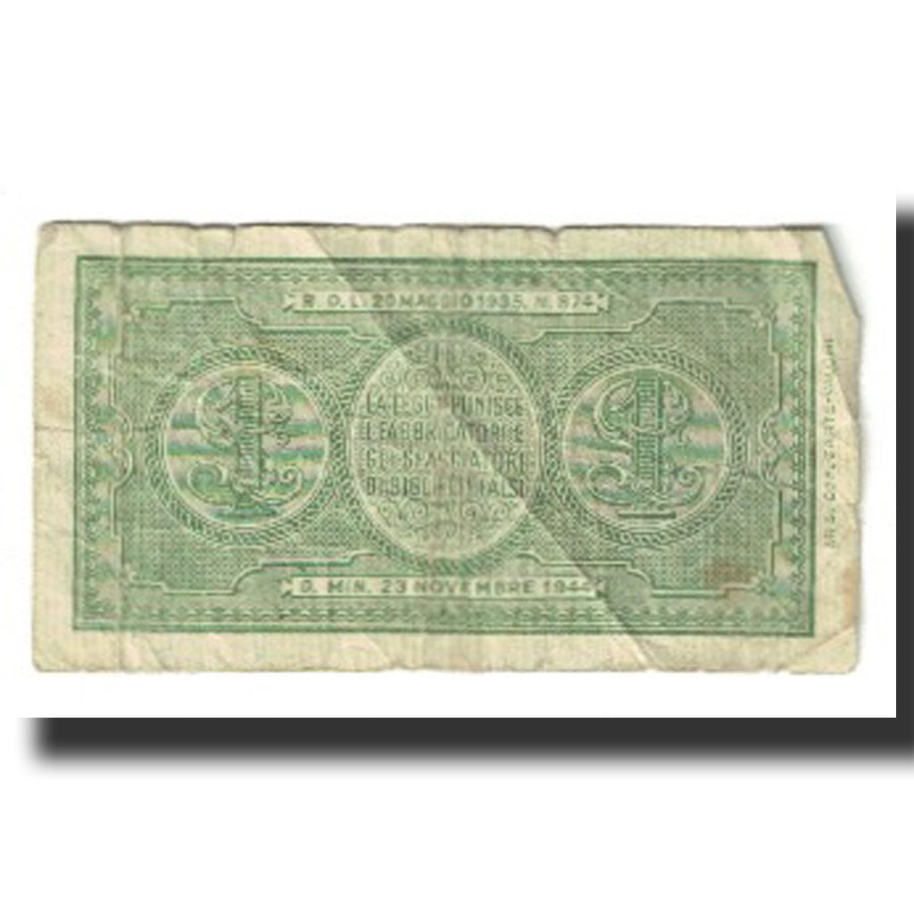 Nota, Itália, 1 Lira, 1944, 1944-11-23, KM:29b, VF(20-25)