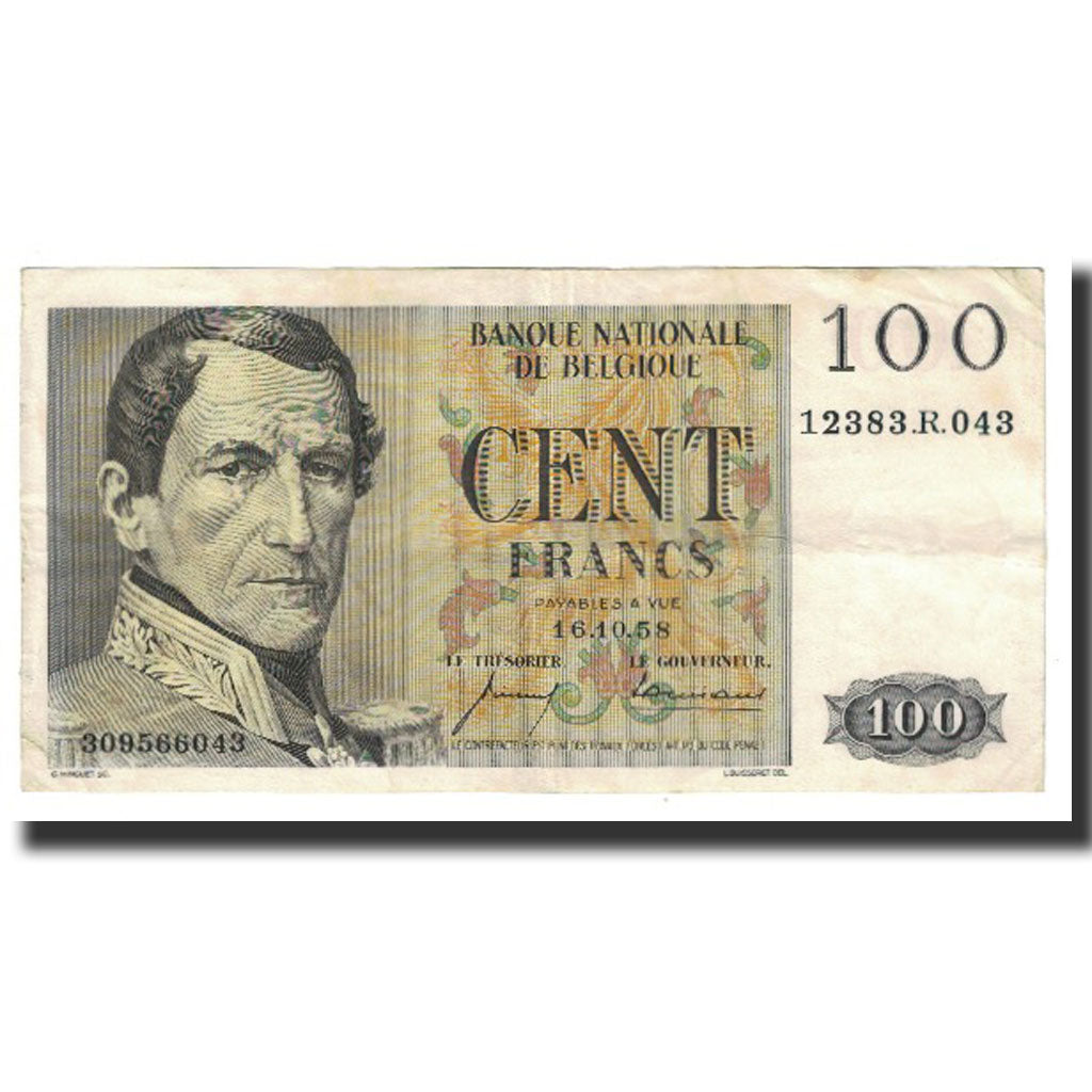 Banconote, Belgio, 100 Francs, 1958, 1958-10-16, KM:129c, BB