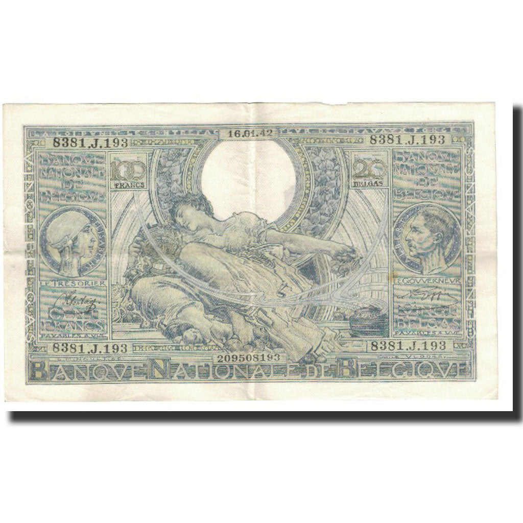 Banknot, Belgia, 100 Francs-20 Belgas, 1942, 1942-01-16, KM:107, EF(40-45)