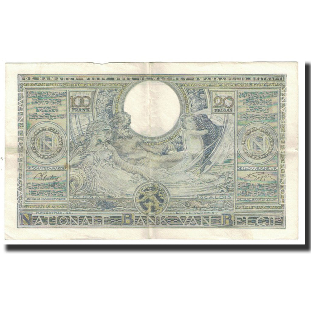 Banknot, Belgia, 100 Francs-20 Belgas, 1942, 1942-01-16, KM:107, EF(40-45)