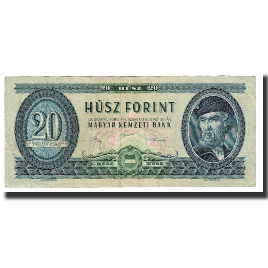 Banknote, Hungary, 20 Forint, 1980, 1980-09-30, KM:169g, EF(40-45)