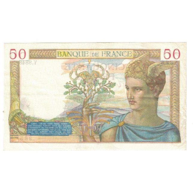 Francia, 50 Francs, Cérès, 1938, P. Rousseau and R. Favre-Gilly, 1938-10-27