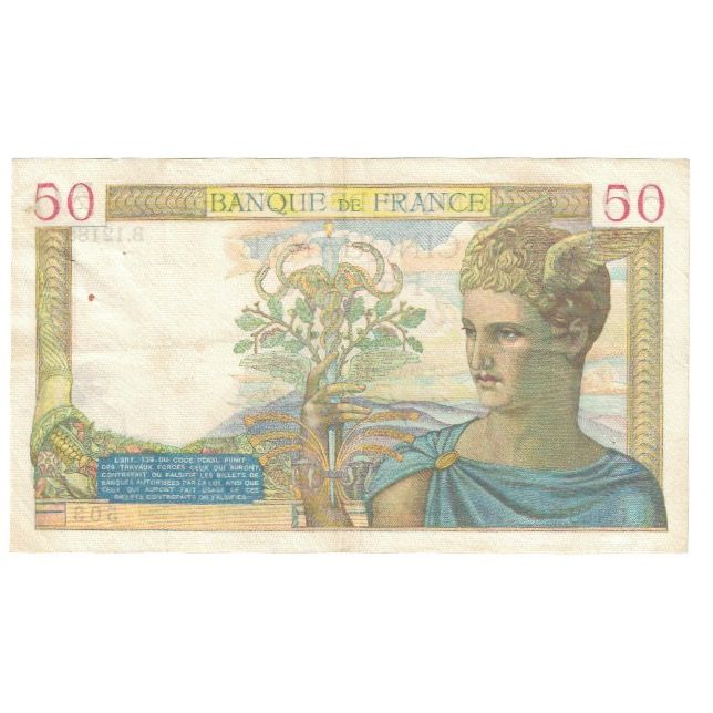 Frankreich, 50 Francs, Cérès, 1940, P. Rousseau and R. Favre-Gilly