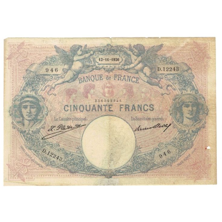 Francia, 50 Francs, Bleu et Rose, 1926, E.Picard-J.Laferrière, 1926-11-12, BC