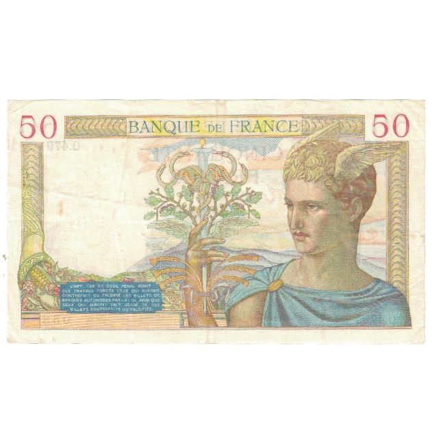 Frankreich, 50 Francs, Cérès, 1936, P. Rousseau and R. Favre-Gilly