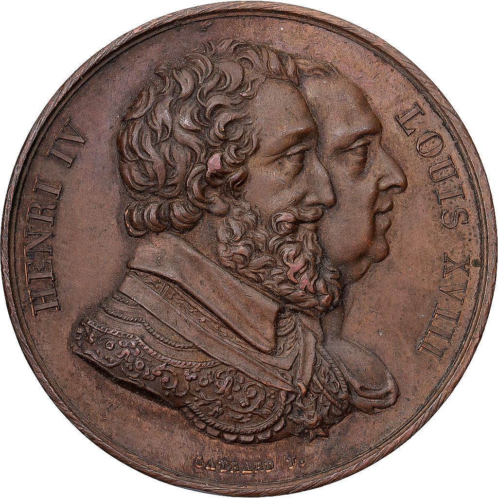 France, Medal, Louis XVIII, Rétablissement de la statue d'Henri IV, History