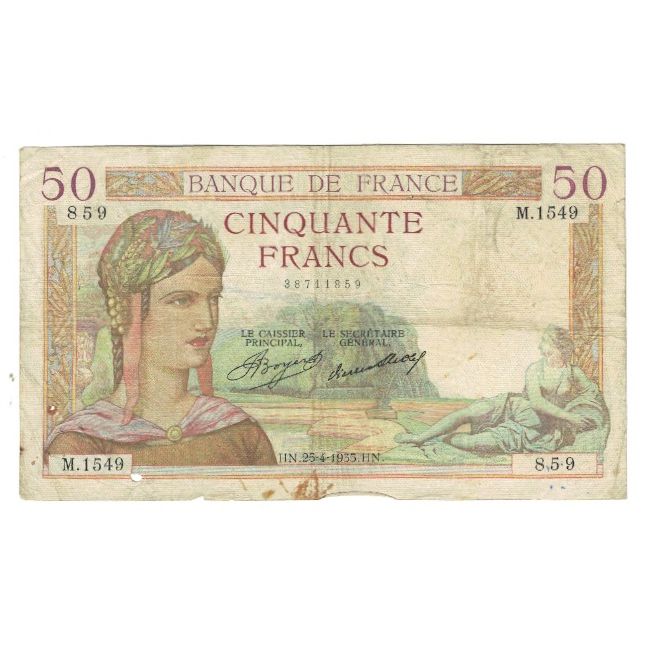 France, 50 Francs, Cérès, 1935, P. Rousseau and R. Favre-Gilly, 1935-04-25